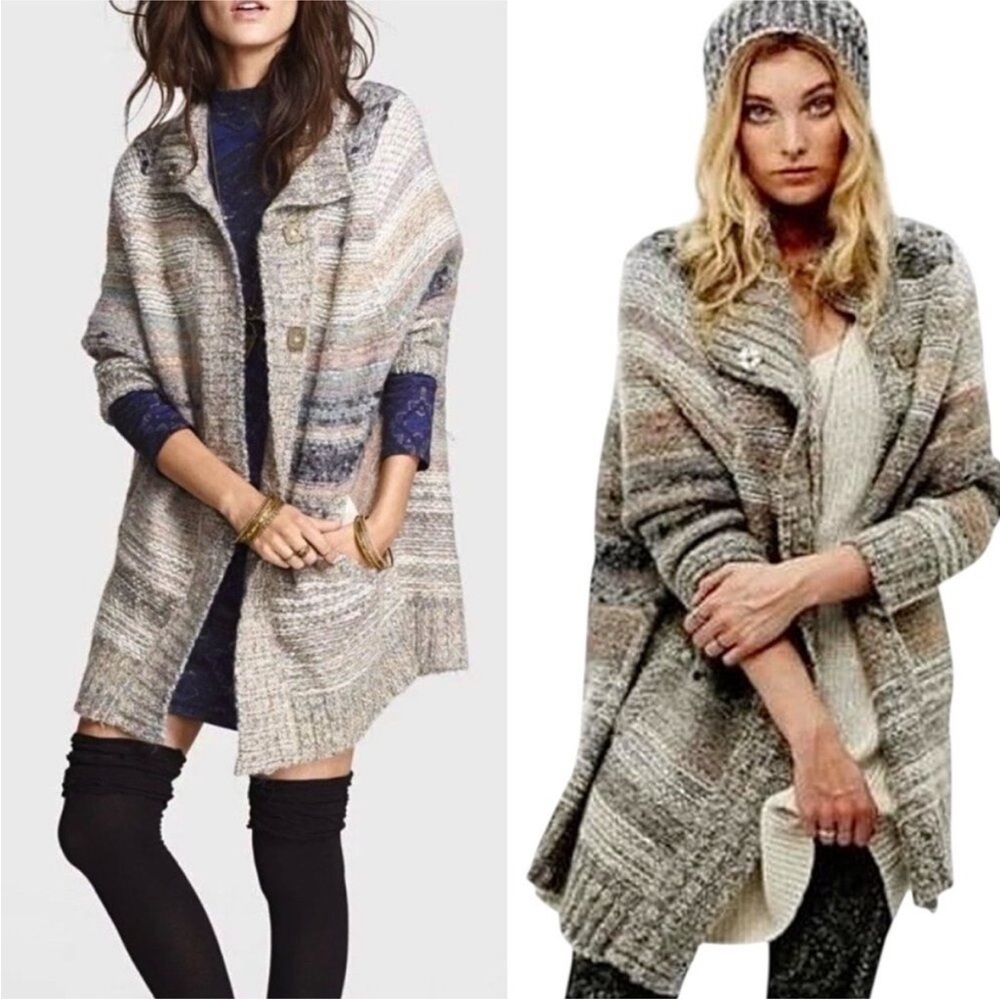 Free People Multicolor Knit Poncho Sweater